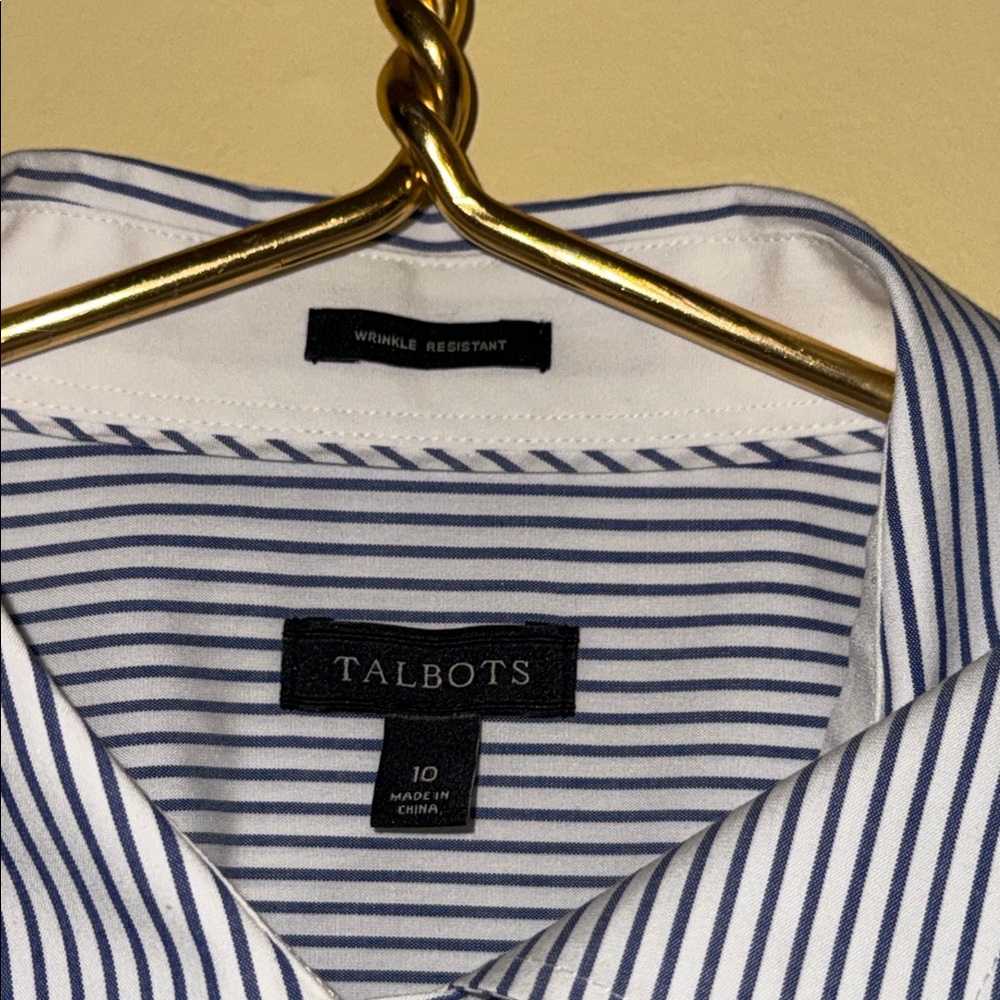 Talbots Striped Blue Button Down - image 2